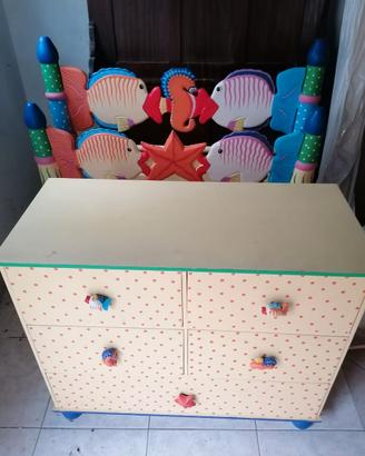 letto e cassettiera fantasia