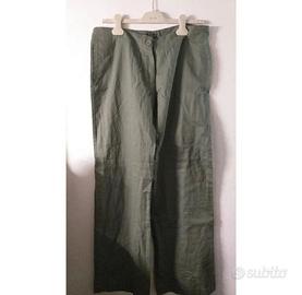 pantaloni in lino e cotone a gamba ampia Tg44 L