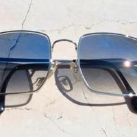 Ray Ban quadrati montatura argento lenti azzurre