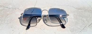 Ray Ban quadrati montatura argento lenti azzurre
