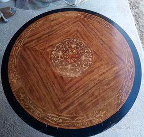 Piano Tavolo legno Intarsiato diametro 110 x 2 cm.