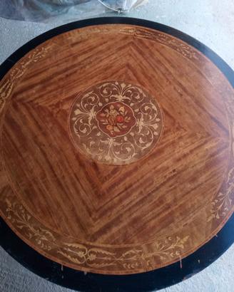 Piano Tavolo legno Intarsiato diametro 110 x 2 cm.
