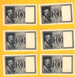 ITALY 10 LIRE, 6 BIGLIETTI DI STATO - 1944 FDS