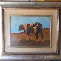 quadro "mucca al pascolo" di Brosio, anni '70