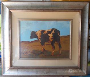quadro "mucca al pascolo" di Brosio, anni '70