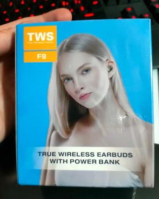 Auricolari Bluetooth TWS F9 con Power Bank e Displ