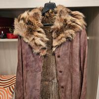 Giacca vintage donna in pelle con pelliccia