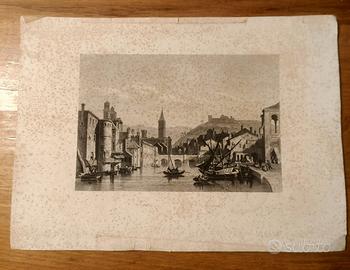 Stampa antica veduta Verona