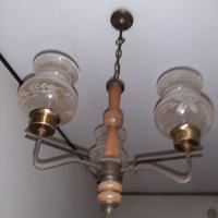 Lampadario a 3 bracci con paralumi decorati in vet