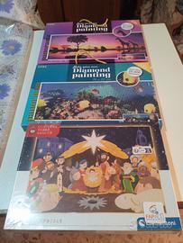 Set 3 pezzi 2 Diamond Painting+Puzzle Clementoni 