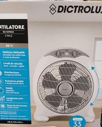 ventilatore da tavolo 5 pale rotante 40w
