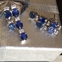 ORECCHINI IN ORO BIANCO 18Kt CON ZAFFIRI E DIAMANT