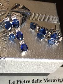ORECCHINI IN ORO BIANCO 18Kt CON ZAFFIRI E DIAMANT