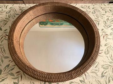 Specchio Tondo IKEA MELBU in Rattan Marrone –78 cm