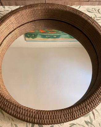 Specchio Tondo IKEA MELBU in Rattan Marrone –78 cm