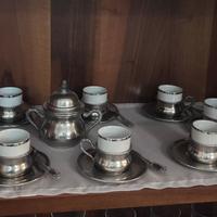 Set caffe vintage,-12 tazzine,-12 cucchiaini peltr