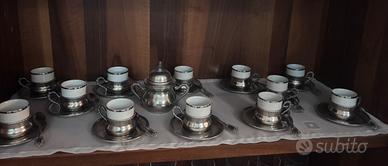 Set caffe vintage,-12 tazzine,-12 cucchiaini peltr