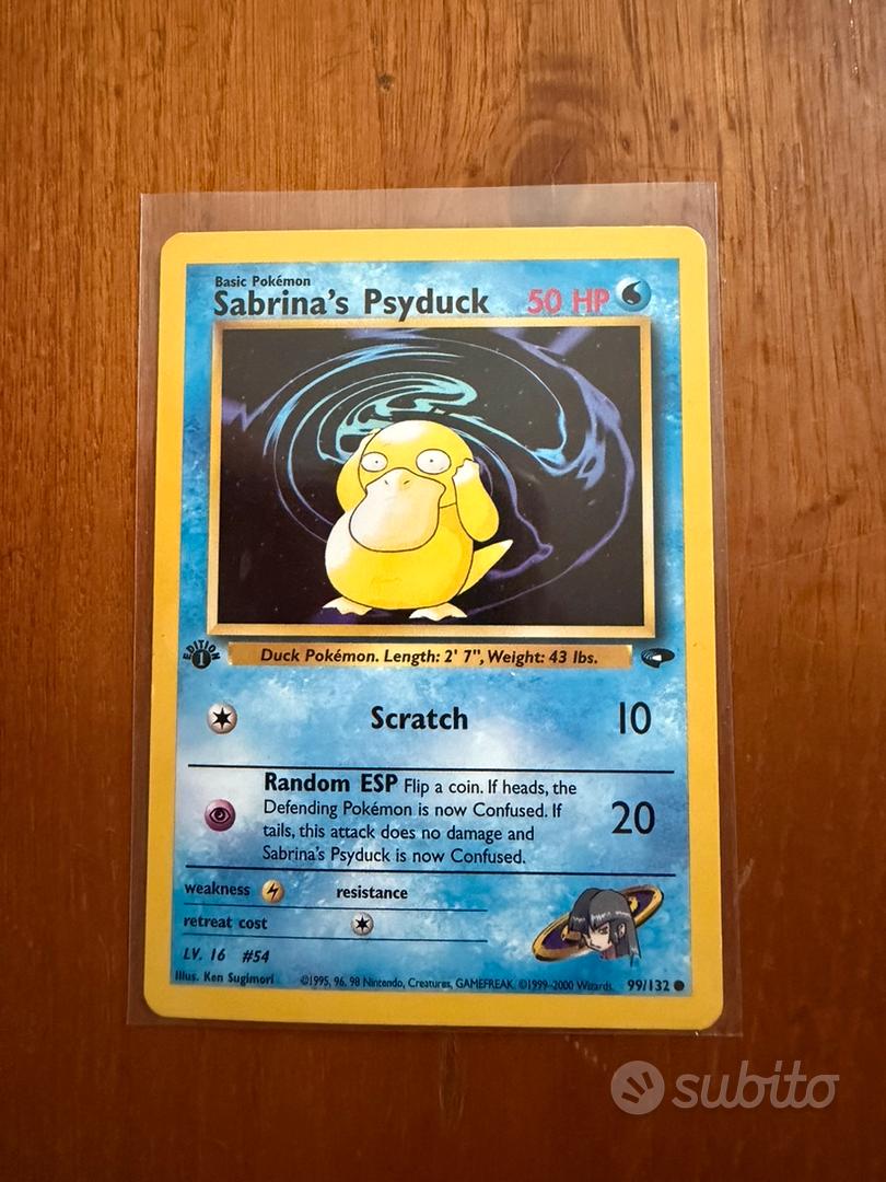 sabrina's psyduck pokemon card value Sabrinas 99/132 1st Edition PSA 8 If tails Id have a headache too