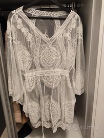 Pareo in pizzo, bianco 