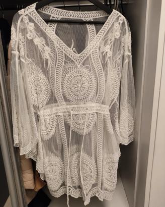 Pareo in pizzo, bianco 