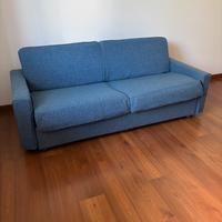 Divano letto 3 posti in tessuto blu