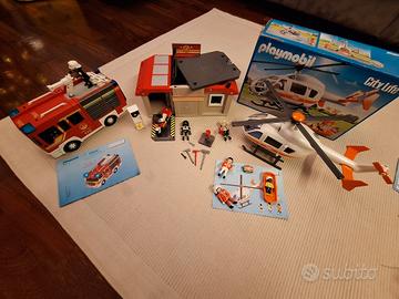 kit stazione pompieri e elisoccorso playmobil