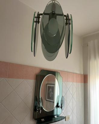 Specchio bagno e lampadario anni 70