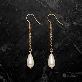 Orecchini Perla Goccia Oro Eleganti - Fatti a mano