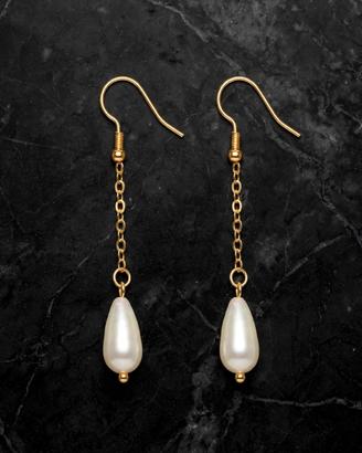 Orecchini Perla Goccia Oro Eleganti - Fatti a mano