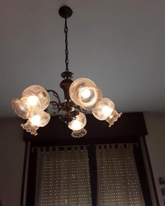 lampadario classico con catena color bronzo 