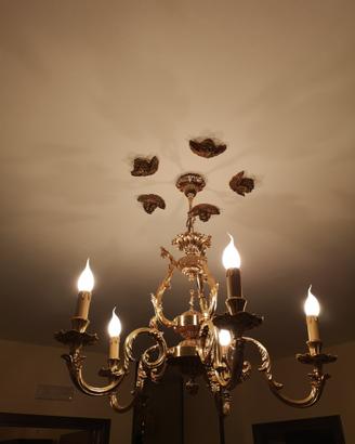 Lampadario bronzo 5 fiamme
