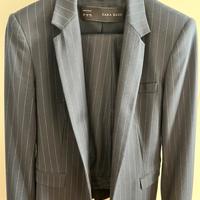 Tailleur donna blu gessato