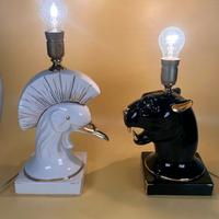 Pantera Gru lampade anni '80 ceramica vintage