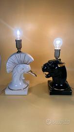 Pantera Gru lampade anni '80 ceramica vintage