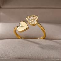 Anello Donna Doppio Cuore con Zirconi 