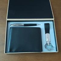 Set portafoglio uomo + portachiavi + penna