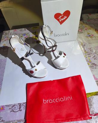 Scarpe Braccialini Tacco e Plateau Bianchi tg 40