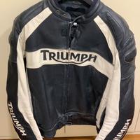 Giacca moto in pelle TRIUMPH nera e bianca