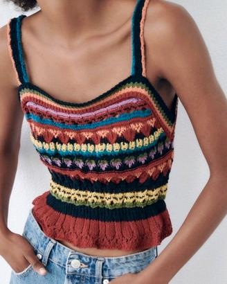 Top crochet Zara multicolore - Taglia S - NUOVO co