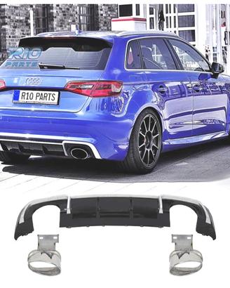DIFFUSORE AUDI A3 8V 16-20 LOOK RS3 + TERMINALI DI