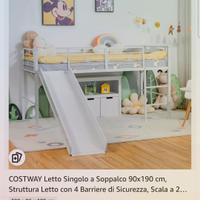 Letto a soppalco singolo in faggio massiccio 