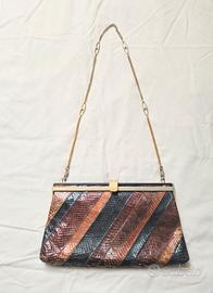 Borsa Pochette Vintage Vero Pitone Serpente Patchw