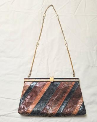 Borsa Pochette Vintage Vero Pitone Serpente Patchw