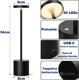 Lampada da tavolo senza fili LED Ricaricabile Dimm
