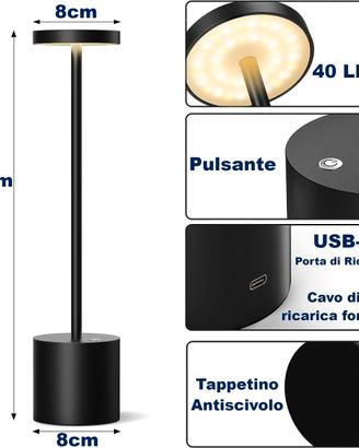 Lampada da tavolo senza fili LED Ricaricabile Dimm