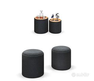 Set di 2 Pouf con Vassoio: Eleganza e Funzionalità