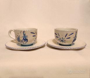 Tazze da tè e piatti artigianato sardo pavoncella