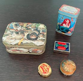 Collezione scatole di latta, metallo, legno 5 pezz