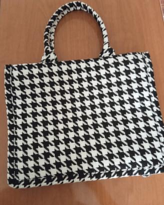 Borsa Donna Terranova Pied de Poule Bianco Nero