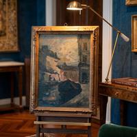 Quadro di Achille Cattaneo in cornice dorata